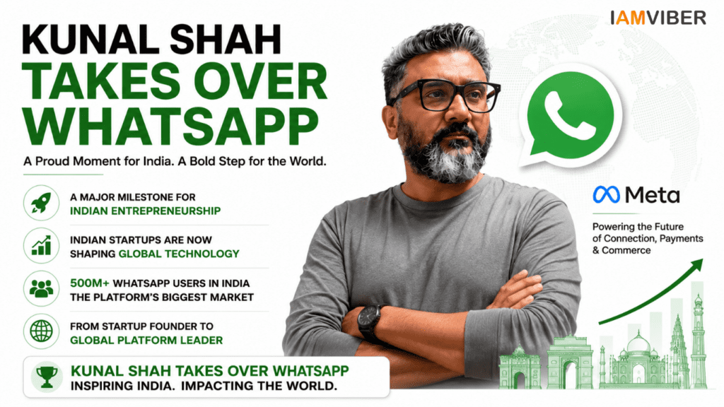 Kunal Shah Takes Over WhatsApp as Meta appoints the CRED founder to lead the world's largest messaging platform, highlighting India's growing influence in global technology.