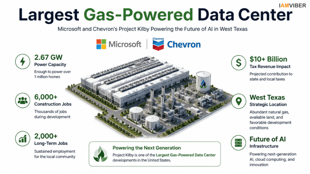 Largest Gas-Powered Data Center project showing economic impact, job creation, and AI infrastructure development in West Texas