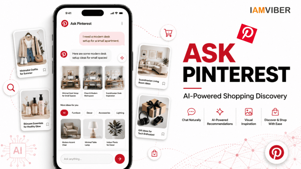 Pinterest Launches Ask Pinterest AI shopping assistant showing conversational product discovery on a smartphone