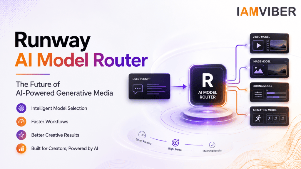 Runway AI Model Router featured image showcasing AI Model Router technology, Runway Dev innovation, and AI-powered Generative Media workflows.