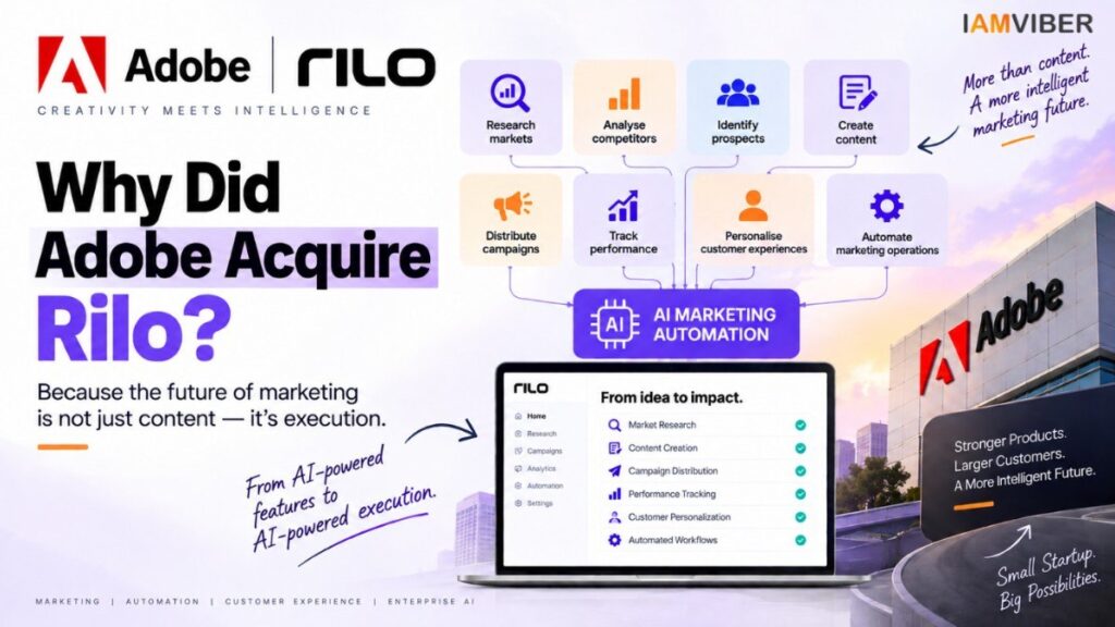 Adobe acquires Rilo – IAMVIBER infographic explaining Adobe’s Rilo acquisition and AI marketing automation