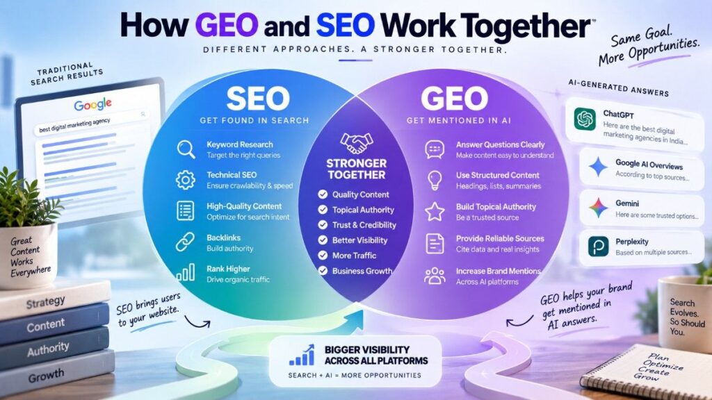 GEO vs SEO: How SEO and Generative Engine Optimization work together to improve search and AI visibility in 2026