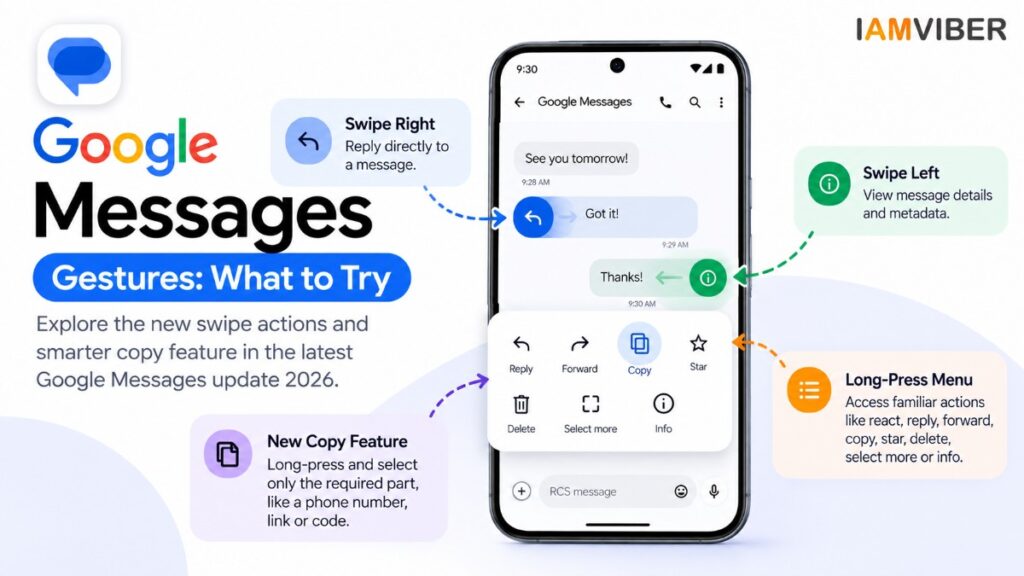Google Messages gestures and new copy feature in 2026 | IAM VIBER