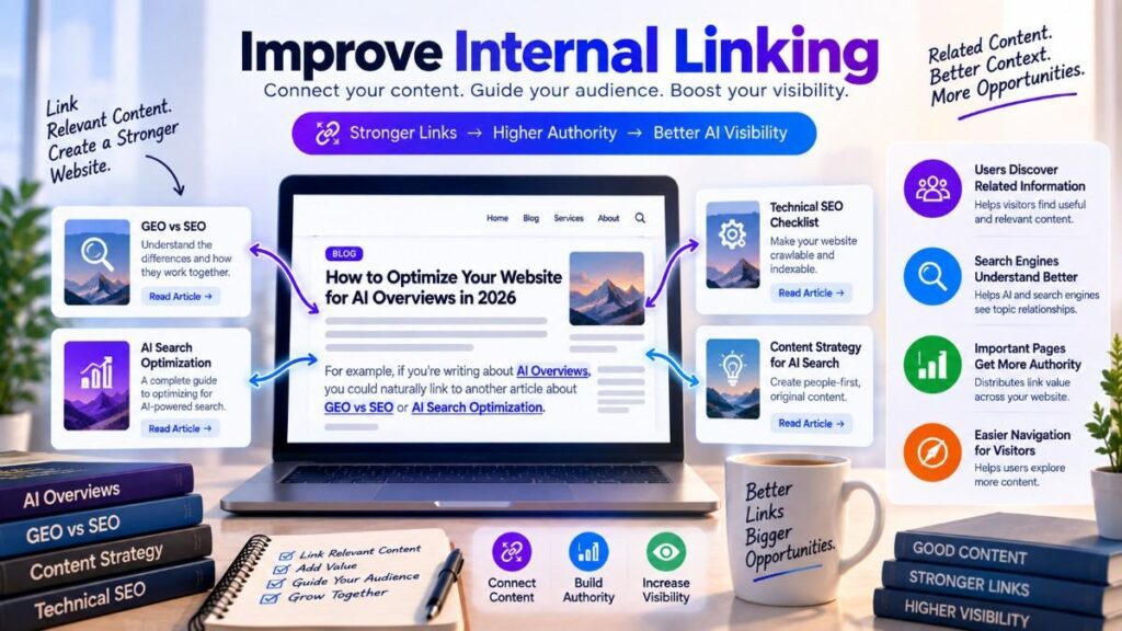 How to Optimize Your Website for AI Overviews: Improve Internal Linking for Better AI Search Visibility | GEO vs SEO