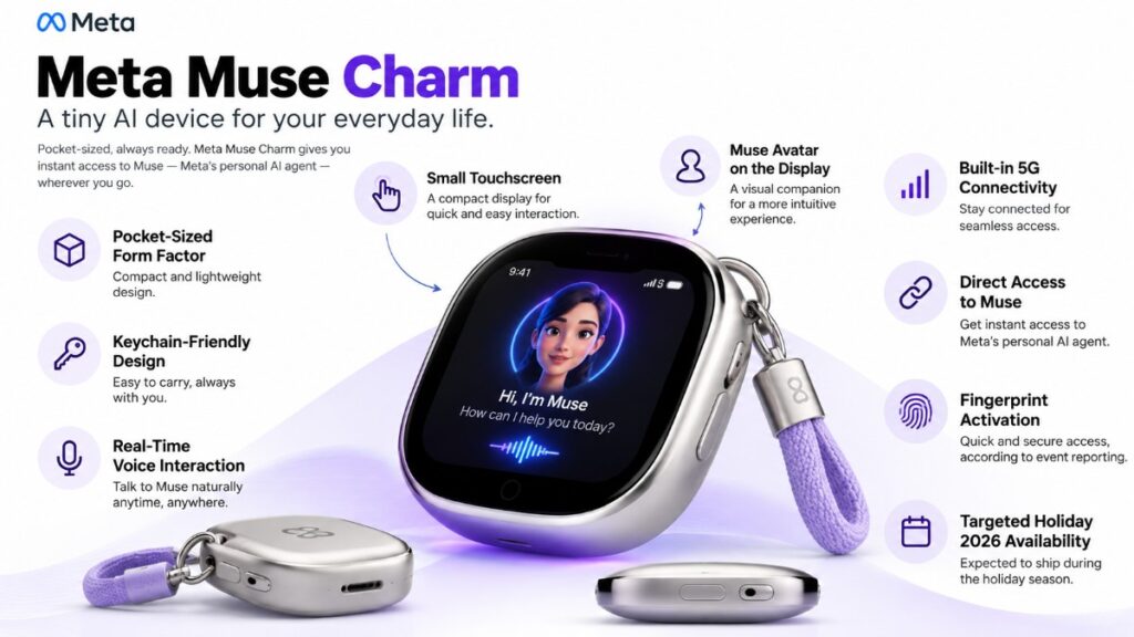 Meta Muse Charm AI device with touchscreen, 5G, voice interaction and Muse avatar | IAMVIBER