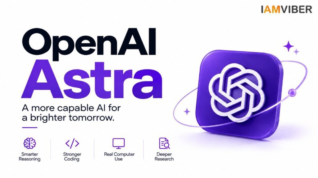 OpenAI Astra features banner showing advanced reasoning, coding, computer use, and research capabilities
